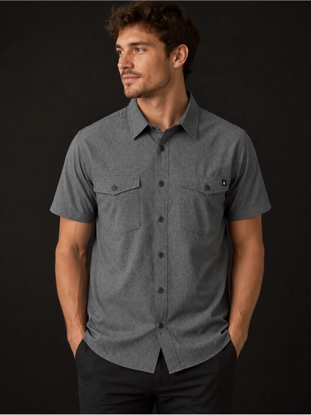 Alaskan Hardgear Duluth Untucked Blue Gray Short Sleeve Button Front Shirt LT
